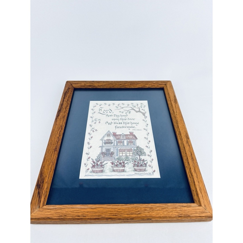Vintage Creative Calligraphy  Parker Framed Picture 'Lord Bless This Home' Print